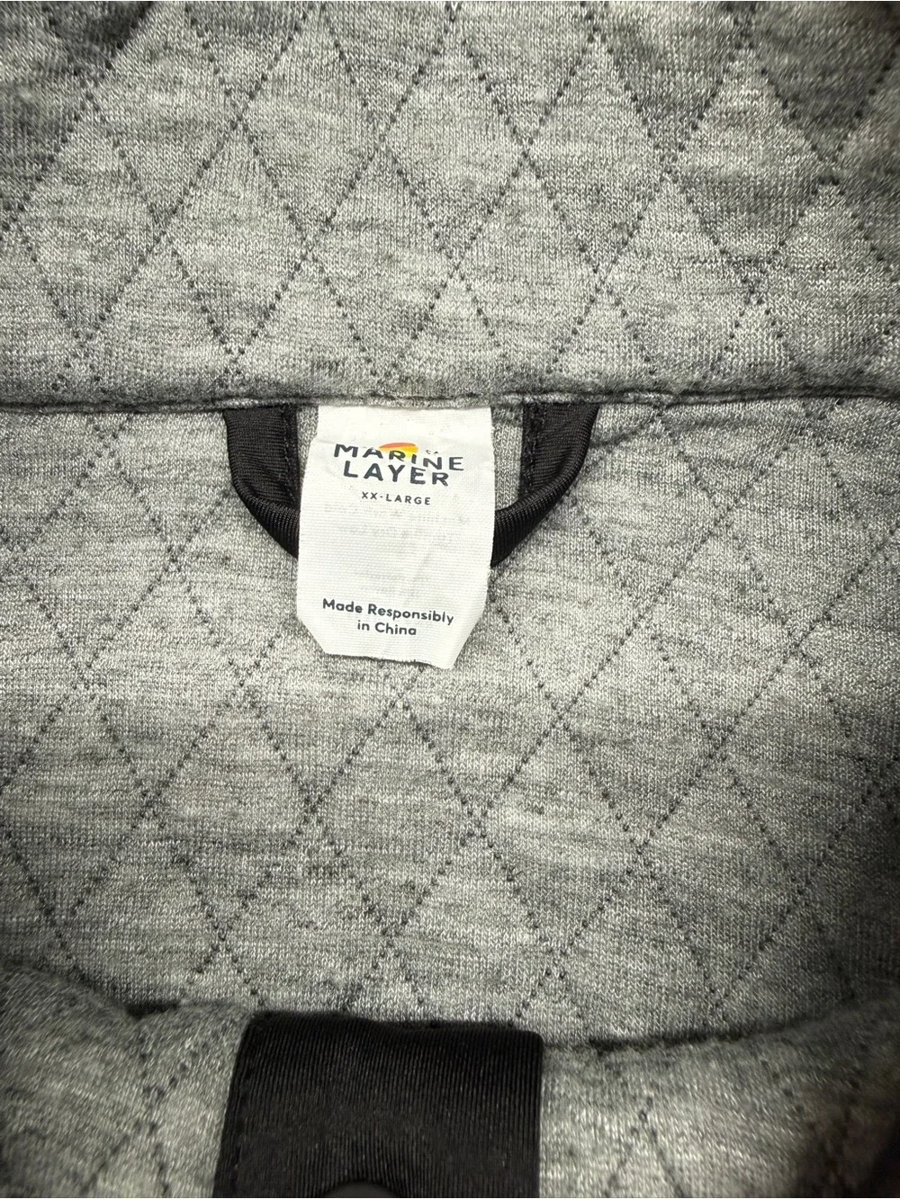 Marine Layer Quilted Light Gray Snap-Placket Pullover